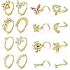 16Pcs 16 Styles 316L Surgical Stainless Steel Rhinestone Nose Studs & Rings WGD5AA5-01-2