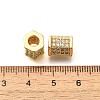 Rack Plating Hexagon Brass Micro Pave Clear Cubic Zirconia Beads KK-Q040-10G-2