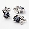 Natural Snowflake Obsidian Pendants G-G884-C22-FF-1