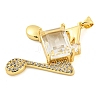 Rack Plating Brass Micro Pave Clear Cubic Zirconia Pendants ZIRC-L100-157G-01-2