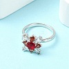 Flower Rotatable Open Cuff Rings for Women RJEW-G333-01C-2