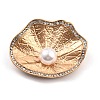 Lotus Leaf Alloy Brooch with Resin Pearl JEWB-O009-07-1