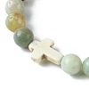 8mm Round Natural Flower Amazonite Beaded Stretch Bracelets BJEW-JB10575-3