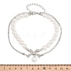 Alloy Micro Pave Clear Cubic Zirconia Bowknot Link 2-Strand Bracelets for Women AL-CBA3C8B-08P-3