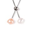 Adjustable Pearl and Brass Beaded Slider Bracelets BJEW-T022-15A-4