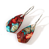 Bohemian Colorful Imperial Jasper Geometric Teardrop Dangle Earrings FD4669-2-1