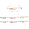 Brass Glass Bead Link Chains with ABS Imitation Pearl Beads CHS-P016-39G-08-2