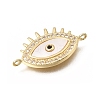 Brass Micro Pave Clear Cubic Zirconia Connector Charms CU-CBAF50C-17G-2