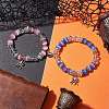 2Pcs 10mm Round Blue Cat Eye & Pink Cat Eye & Faceted Glass Beaded Stretch Bracelet Sets for Lover BJEW-JB10325-01-2
