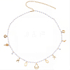 1Pc Summer Beach Alloy Shell Shape & Natural Shell Tassel Imitation Pearl Beaded Waist Chains for Women AJEW-CY0003-26-1