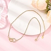 Brass Micro Pave Clear Cubic Zirconia Heart with Ring Pendant 304 Stainless Steel Cable Chain Necklaces for Women NJEW-JN05659-5