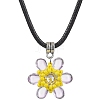 Glass Rhinestone & Glass Seed Beads Beaded Flower Pendant Necklaces NJEW-MZ00078-01-2