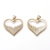 Brass Micro Pave Clear Cubic Zirconia Pendants ZIRC-C020-10G-2