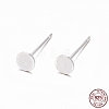 925 Sterling Silver Flat Pad  Stud Earring Findings STER-K167-045C-S-9