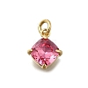 Rhombus Brass with Glass Charms KK-G525-02G-02-1