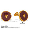 304 Stainless Steel & Shell Stud Earrings WG2F9FE-03-1
