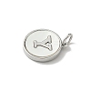 Brass Pave Natural Shell Flat Round with Letter Charms KK-Z115-13P-Y-2
