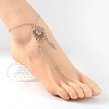 Woven Net/Web with Feather 316 Surgical Stainless Steel Anklets AJEW-AN00135-6