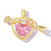 Brass Pave Pink Cubic Zirconia Pendants CU-OY001-63G-3