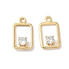 Brass Micro Pave Cubic Zirconia Rectangle Charms KK-Z136-04G-1