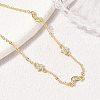 Brass Micro Pave Clear Cubic Zirconia Moon Star Link Chain Bracelets KK-CBA6980-28G-2