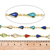 Brass Glass Teardrop Link Chains CHC-R001-04G-02-2