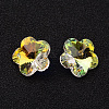 Flower Faceted K9 Glass Charms EGLA-O006-02B-1