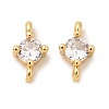 Brass Pave Clear Cubic Zirconia Connector Charms KK-P340-07B-G-1