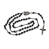 Men's Rosary Bead Necklace with Crucifix Cross NJEW-I011-6mm-04-3