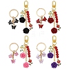 2 Styles Butterfly & Rose Synthetic Coral & Alloy Acrylic/Enamel Pendant Decorations KEYC-YW00182-01-2
