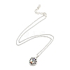 Glass Lotus Pendant Necklace EJEW-C061-04P-2