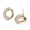 Donut Brass with Cubic Zirconia Stud Earrings EJEW-G371-09G-2