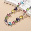 Brass Micro Pave Colorful Cubic Zirconia Link Chain Necklaces NJEW-M089-01P-4