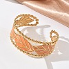304 Stainless Steel Enamel Cuff Open Bangles for Women BJEW-F542-01G-02-2