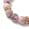 8.5mm Round Natural Pink Zebra Jasper Beaded Stretch Bracelets BJEW-JB10256-02-3