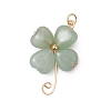 Natural Green Aventurine Copper Wire Wrapped Shamrock Pendants PALLOY-JF02972-01-1