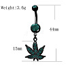 Maple Leaf 316L Surgical Stainless Steel Pave Teal Cubic Zirconia Curved Barbell Dangle Belly Rings FS-WG72B10-01-3