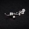 Real Platinum Plated Brass Rhinestone Kitten Navel Ring Belly Rings AJEW-EE0001-81A-4