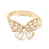 Brass Micro Pave Clear Cubic Zirconia Cuff Open Ring CU-CBA5C10-10G-4