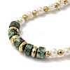 Natural Pearl & Malachite Beaded Bracelets BJEW-K238-01G-4