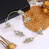 4Pcs 4 Styles Leaf Alloy Rhinestone Cuff Earrings EJEW-GO0002-29-4