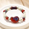 Handmade Porcelain Beads & Synthetic Howlite Beads Stretch Bracelets for Women BJEW-D307-01A-4