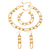 Women's Iron Oval Link Necklaces & Bracelets & Dangle Earrings Sets WGCC5AB-01-5