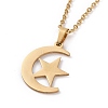 304 Stainless Steel Moon & Star Stud Earrings and Pendant Necklace AJEW-B019-03-3
