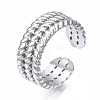 Non-Tarnish 304 Stainless Steel Twist Rope Open Cuff Ring RJEW-T023-47P-3