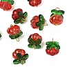 10Pcs Pumpkin Glass Pendants PALLOY-YW00139-04-1