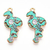 Printed Light Gold Tone Alloy Pendants ENAM-N056-210I-2