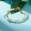 Natural Flower Amazonite & Pearl Beads Double Layered Bracelet BJEW-TA00025-04-2