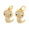 Rack Plating Brass Micro Pave Clear Cubic Zirconia Pendants KK-B093-02C-G-1