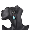 Brass Synthetic Turquoise Dangle Earrings EJEW-JE06535-01-2